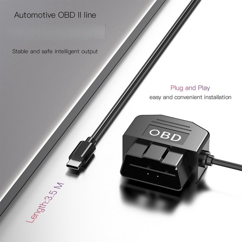 مجموعة توصيل صلبة OBD لمسجل السيارة مع كابل طاقة USB للكاميرا 12-24 فولت إلى 5 فولت/3 أمبير MCIRO (أندرويد) كوع أيمن - Image 5