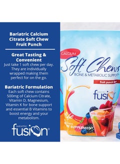Bariatric Fusion Calcium Citrate & Energy Soft Chew Bariatric Vitamin; Fruit Punch; Sugar Free; Bariatric Surgery Patients Including Gastric Bypass And Sleeve Gastrectomy; 60 Count  - Image 4