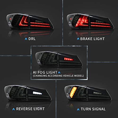 VLAND Led Tail lights Compatible with Base Sedan Lexus IS250 IS350 IS22d 2006-2013 ISF 4-Door 2008-2015(Not for IS250C/ IS350C) Smoke/Tinted - Image 2