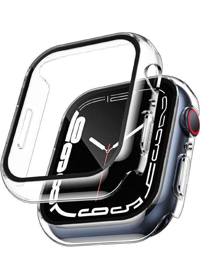 Generic - Apple Watch Series 7/8/9 45mm Case with 9H Tempered Glass Screen Protector, Unique Design Hard PC Waterproof Cover, Touch Sensitive Full Coverage Accessories for iWatch 7/8/9 45mm（Clear) - Image 1
