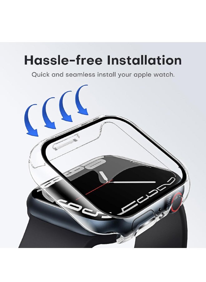Generic - Apple Watch Series 7/8/9 45mm Case with 9H Tempered Glass Screen Protector, Unique Design Hard PC Waterproof Cover, Touch Sensitive Full Coverage Accessories for iWatch 7/8/9 45mm（Clear) - Image 1