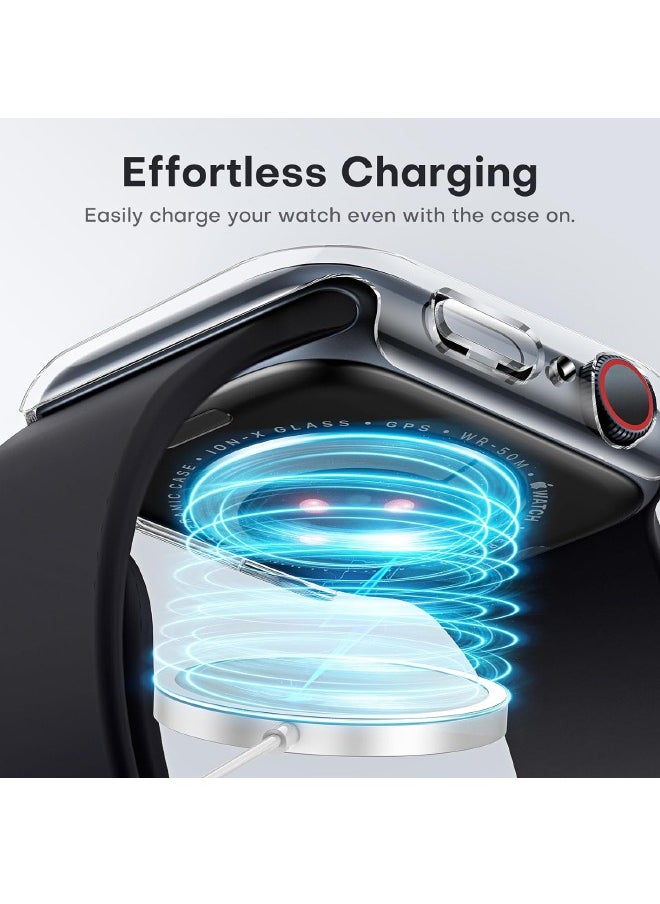 Generic - Apple Watch Series 7/8/9 45mm Case with 9H Tempered Glass Screen Protector, Unique Design Hard PC Waterproof Cover, Touch Sensitive Full Coverage Accessories for iWatch 7/8/9 45mm（Clear) - Image 1