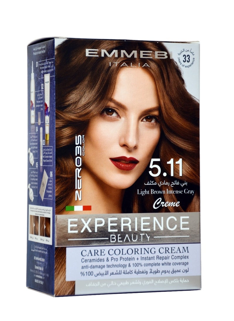 EMMEBI ITALIA Beauty Experience Care Coloring Cream Light Brown Intense Gray 5.11 