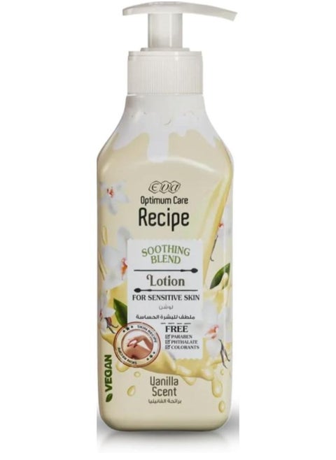 Optimum care Recipe Nourishing Blend lotion for Sensitive  skin - Vanilla Scent 370 ML.