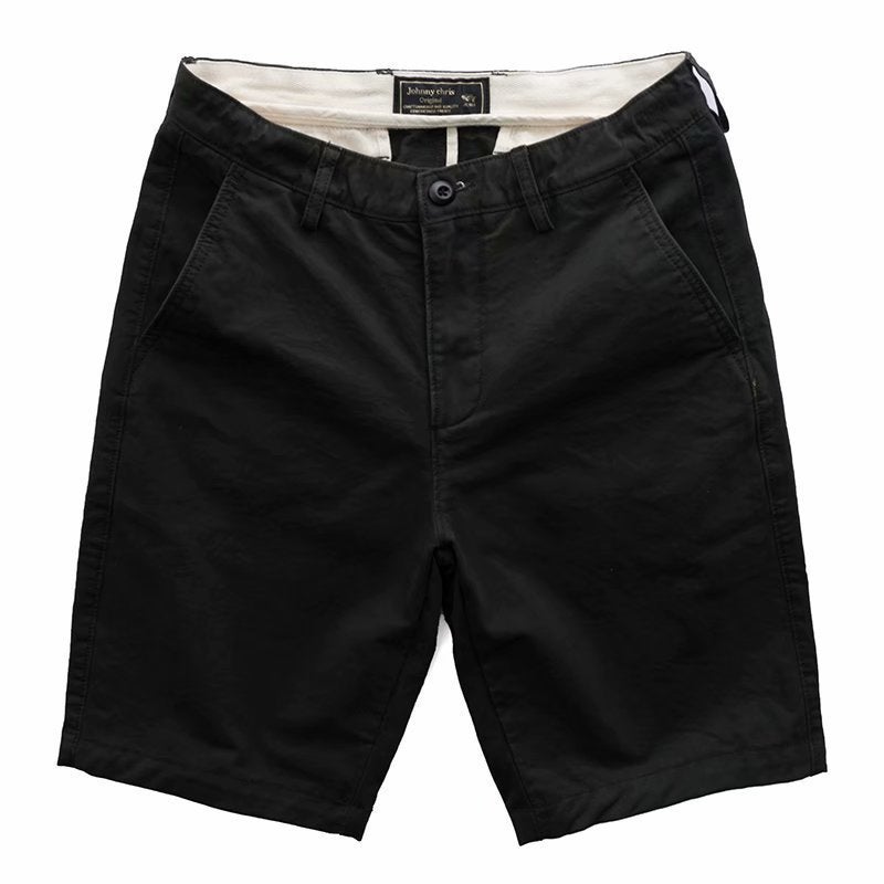 Summer Washed Cotton Mens Casual Shorts Black  - Image 1