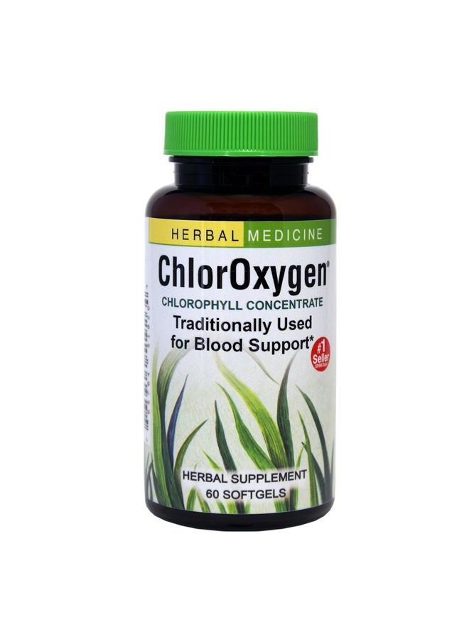 Herbs Etc. ChlorOxygen Chlorophyll Concentrate - Aids Healthy Blood Circulation - High-Altitude Environment Support - Energy Support - 60 Softgels (60 Servings) - Image 1