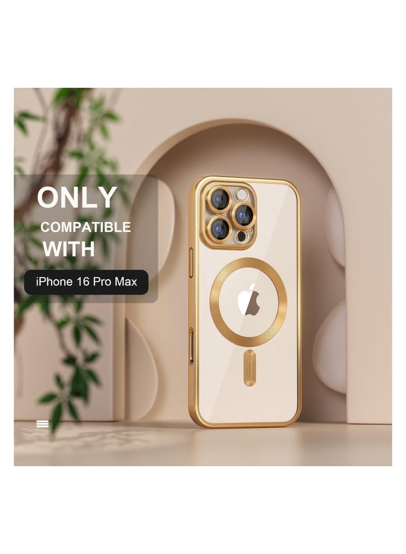 Magnetic Case for iphone 16 pro max Compatible with Wireless Charging, Cover Camera Lens Protector, Slim Protective anti Yellowing Clear Case for iphone 16 pro max  - Image 3