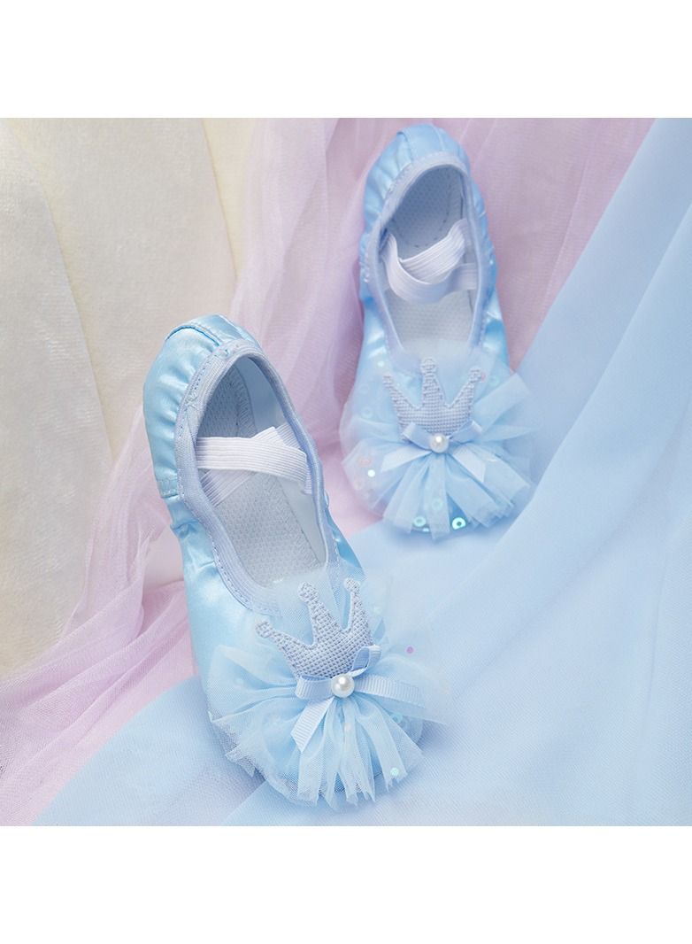 Loquat حذاء رقص جديد من الساتان باللون الأزرق للفتيات