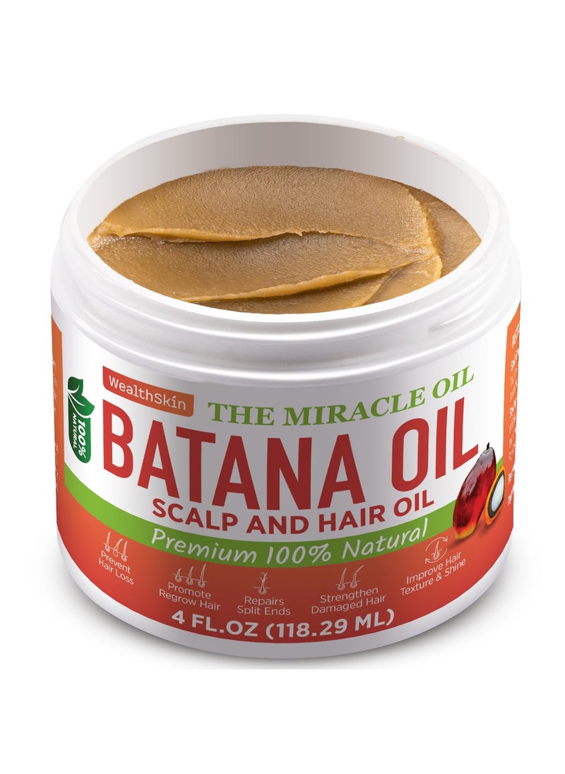 Wealthskin - Batana Oil for Hair Growth: 100% Batana Oil from Honduras as Hair Mask, Scalp and Hair Oil, Repairs Damaged Hair, Reduces Hair Loss, 4oz (118ml) - Image 1