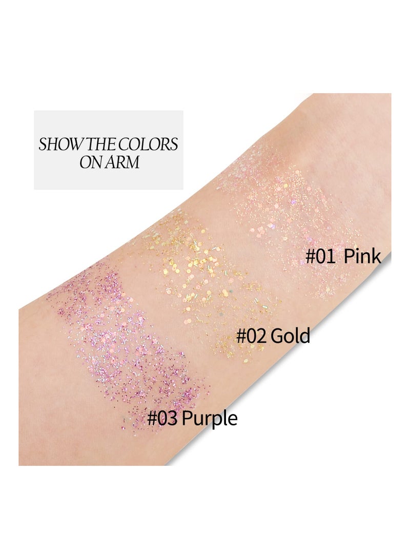 Generic Sequins Chunky Glitter, Glitter Stick for Body and Face, Long Lasting Hair Painting Glitter Sequin, Sparkling Gel, for Festival Party Makeup Easy to Apply, Face Hair Long Lasting Sparkling  - Image 3