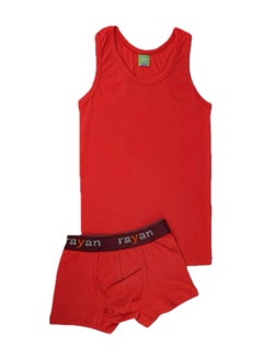 Rayan 3 - Sets Boys/Kids Undershirt and Boxer Underwear Boy Set Red  - Image 2