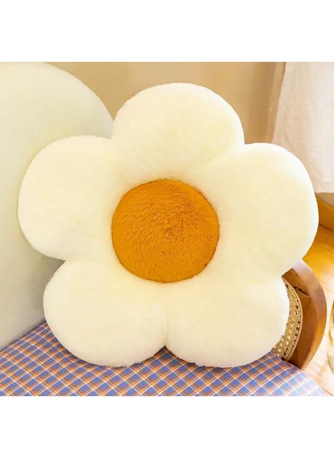 AVSHUB Daisy Shaped Throw Pillows Cute Preppy Decorative Pillows Floor Cushion For Girls Bedroom Bed Room Couch Sofa Chair Decor Aesthetic (35 Cm, Cream)  - Image 1