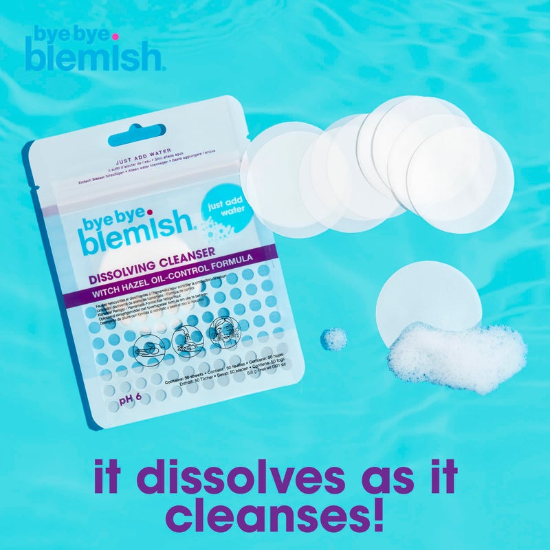 Bye Bye Blemish Dissolving Cleanser Sheets â€“ Witch Hazel Oil-Control Face Wash, Water-Activated Facial Paper Soap for Acne-Prone Skin, Removes Dirt & Excess Oil, 50 pcs - Image 5