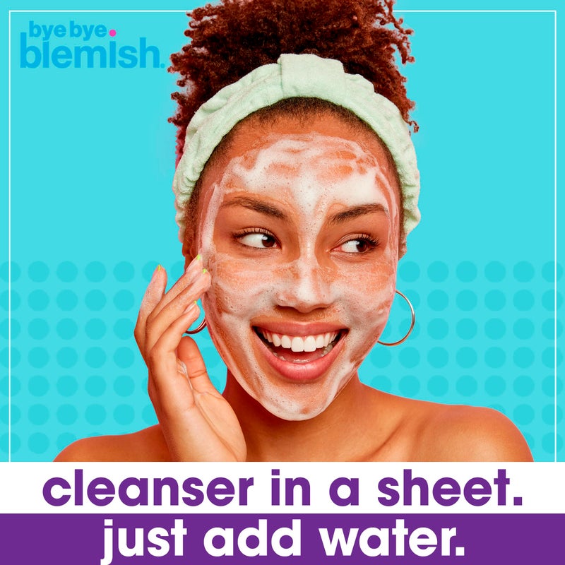 Bye Bye Blemish Dissolving Cleanser Sheets â€“ Witch Hazel Oil-Control Face Wash, Water-Activated Facial Paper Soap for Acne-Prone Skin, Removes Dirt & Excess Oil, 50 pcs - Image 2