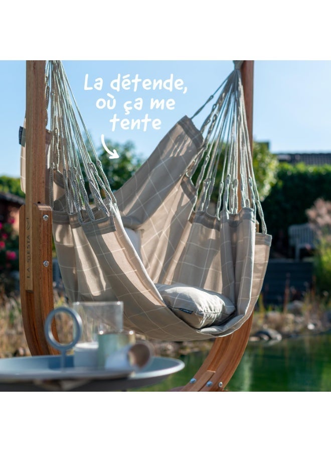 LA SIESTA Udine Outdoor Hammock Chair with Wooden Stand (W 115 cm) (Almond) - Image 2