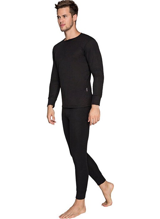 THE NORTH FACE مجموعة الملابس الداخلية الحرارية الثقيلة للحرارة العالية للجنسين HZT1001 الأسود  - Image 2