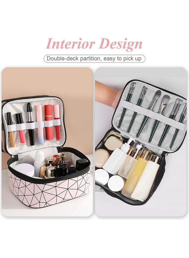 ADDCART Double Layer Makeup Bag Large Cosmetic Bag Clear Travel Cosmetic Case Toiletry Bag Water-Resistant for Women Girl Camping College (Pink) - Image 4