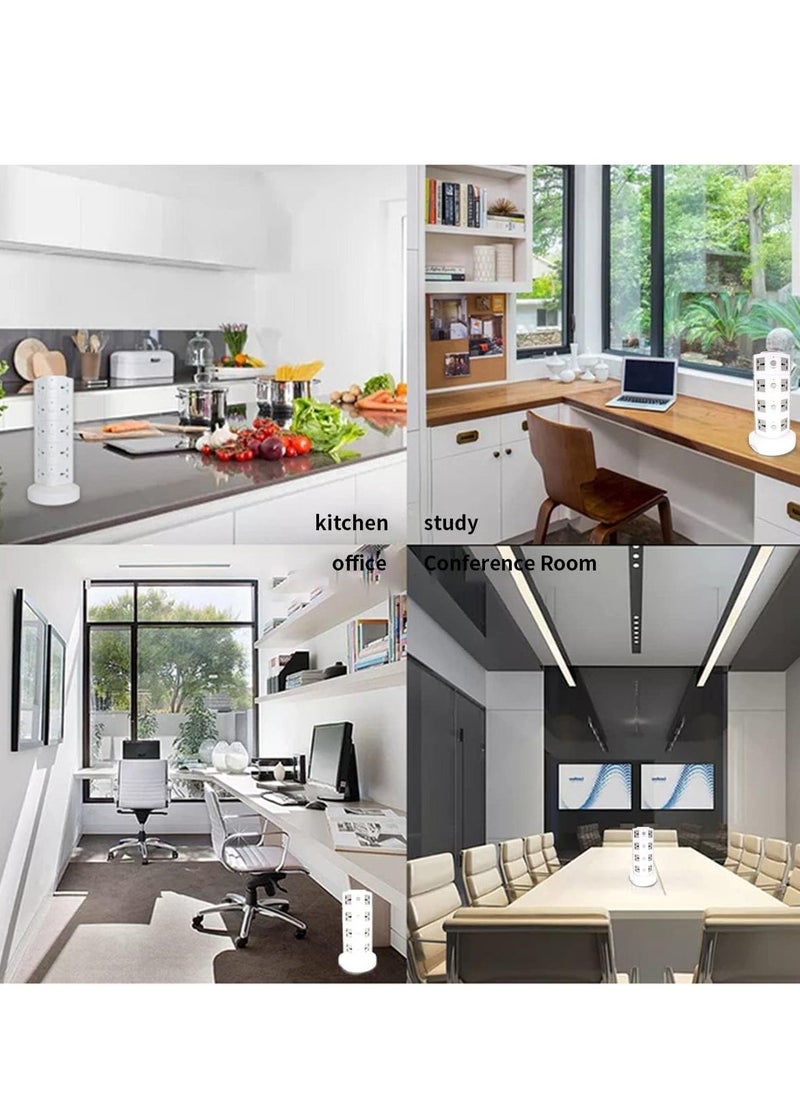 JAJEEK Universal Vertical Multi-Socket Power Strip (110V-250V) with 2 USB Ports – Electrical Charging Station & Surge Protector for Home, Office, Travel – 4 Layers, Compatible Worldwide - Image 4