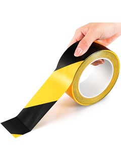 HY Black & Yellow Hazard Safety Warning Stripe Tape, 2inch x 108Ft High Visibility Barricade Adhesive Tape for Floor, Walls, Pipes and Equipment Marking  - Image 1