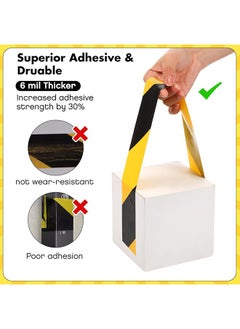 HY Black & Yellow Hazard Safety Warning Stripe Tape, 2inch x 108Ft High Visibility Barricade Adhesive Tape for Floor, Walls, Pipes and Equipment Marking  - Image 4