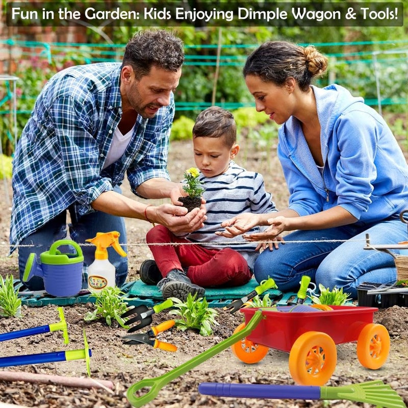 Dimple Garden Wagon & Tools Toy Set Premium 15 Pcs Kids Gardening Tools & Wagon Toy Set - Sturdy & Durable - Top Yd  Beach  Sand  Garden Play Set - Great For Kids & Toddlers - Image 5