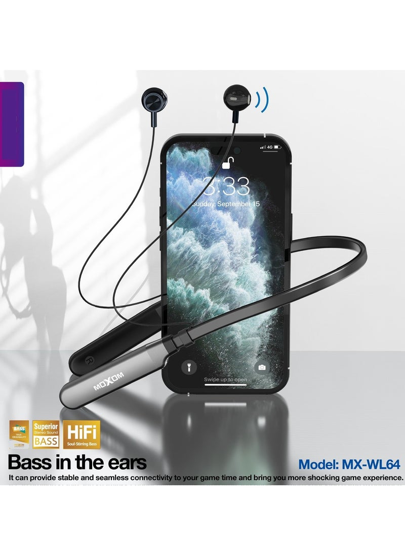 MOXOM MX-WL64 Earphones Wireless Neckband Headset  - Image 2