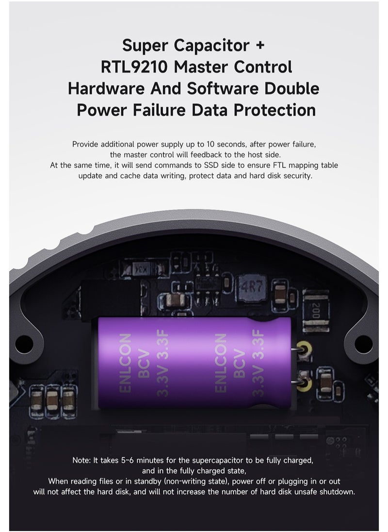 Hagibis - Hagibis Magnetic M.2 2230 NVMe SSD Enclosure Magsafe SSD Case USB C 3.2 Gen2 to NVMe PCI-E for iPhone 15 Pro Max ProRes MacBook - Image 1
