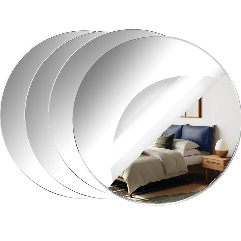 CEUQIESO Acrylic Round Mirrors 4 inch No Glass Circle Mirror Tiles Self Adhesive Mirror Stickers for Wall Home Living Room Bedroom Decor Small Mirrors for Crafts 4 4 inch10cm
