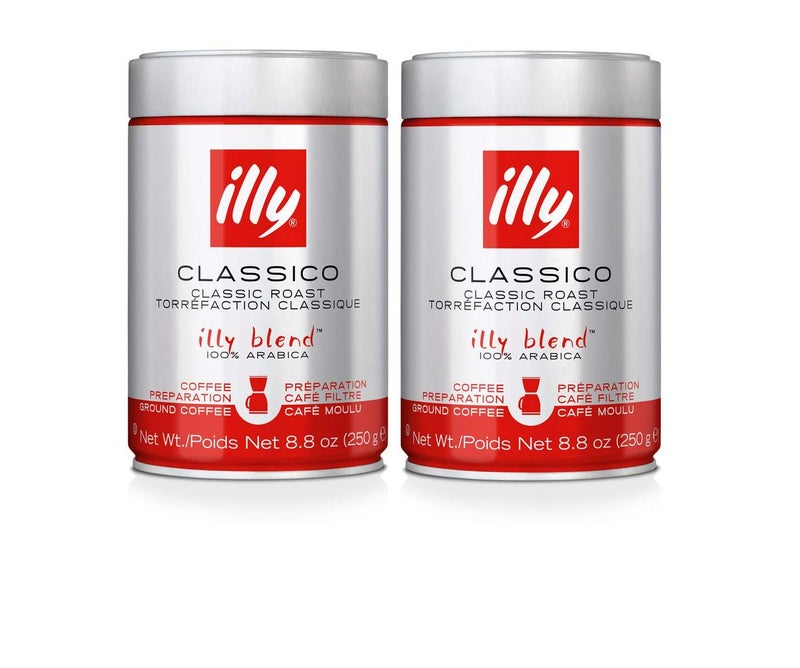 illy, Ground Coffee Drip Grind (Medium Roast, Blue Band), 8.8-Ounce Tins (Pack of 2) - Image 1