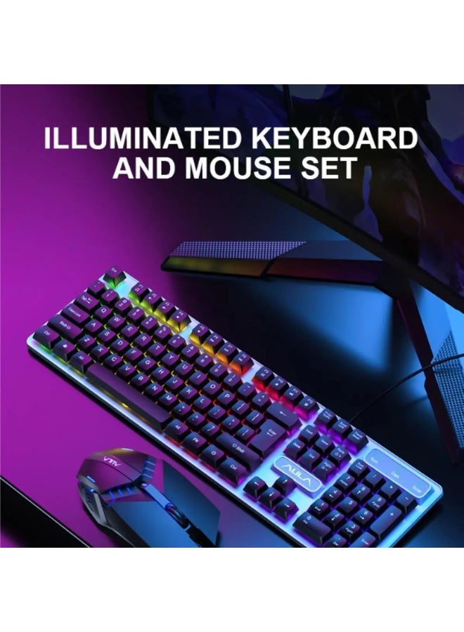 AULA F3061 Illuminated Gaming Keyboard & Mouse Combo – Wired USB Keyboard Mouse Set for PC & Laptop - Image 2