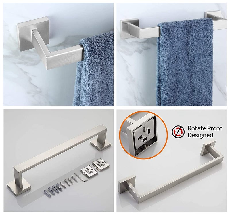 taun 12 Inch Towel Bar for Bathrooms 12/16/24/28/32/36 Inch Stainless Steel 304 Brushed Nickel Towel Holder Modern Square Towel Rod Rustproof Wall Mount (Brushed Nickel  12 Inch) - Image 5