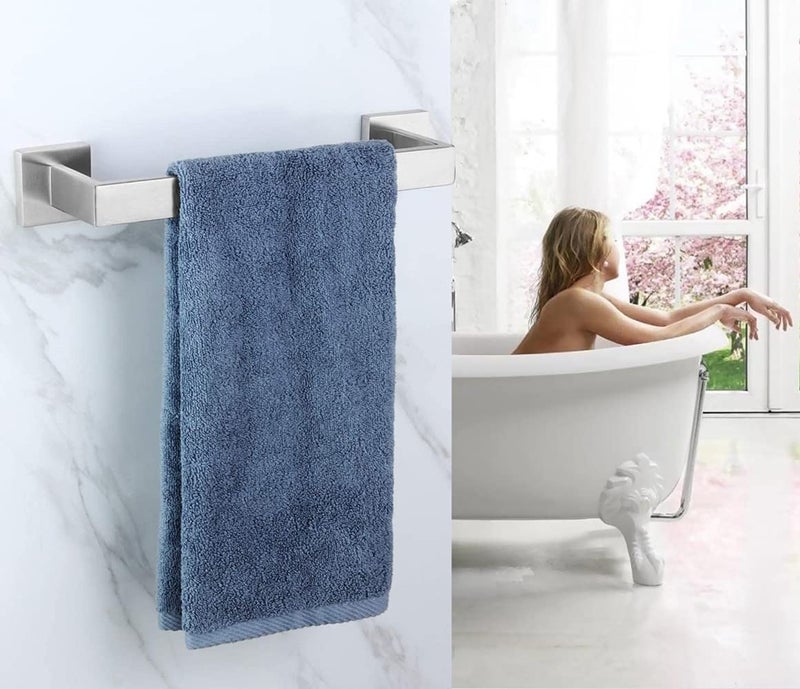taun 12 Inch Towel Bar for Bathrooms 12/16/24/28/32/36 Inch Stainless Steel 304 Brushed Nickel Towel Holder Modern Square Towel Rod Rustproof Wall Mount (Brushed Nickel  12 Inch) - Image 3