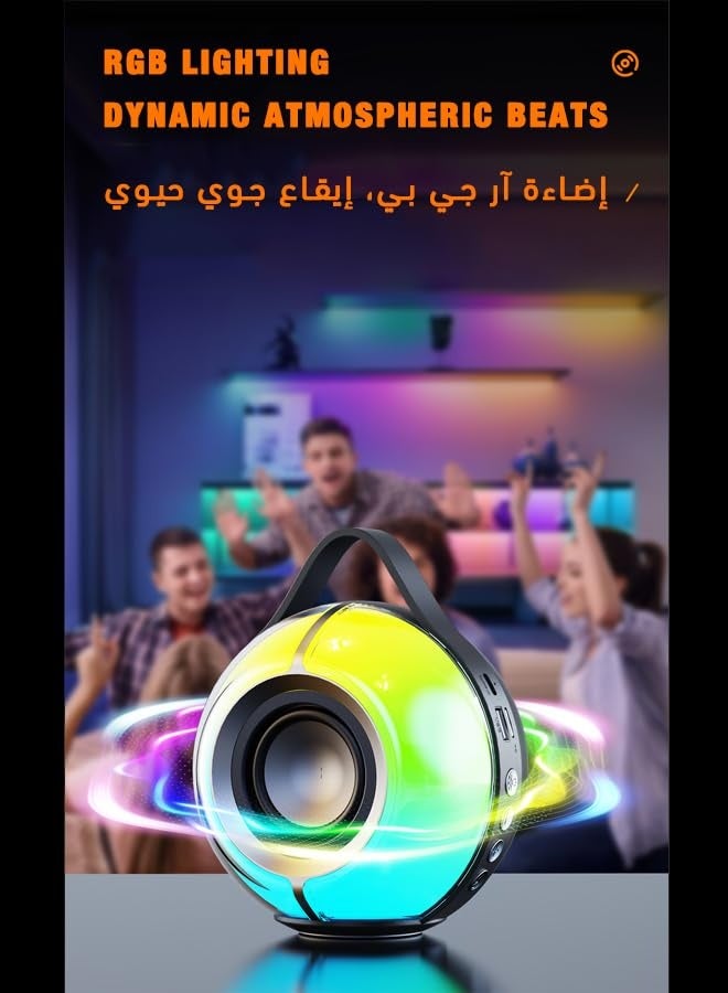 بيت الأناقة مكبر صوت بلوتوث AraHome RGB، مكبر صوت فرعي، مكبر صوت صغير، مكبر صوت ذكي، مدفع فولاذي صغير، مستوى مظهر عالي، إضاءة محيطة - Image 4