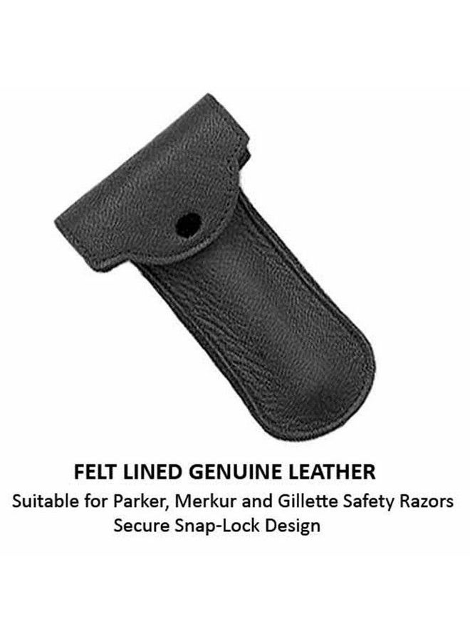 Parker Safety Razor Double Edge Safety Razor Travel CasePremium Leather Safety Razor Case with SnapLock Design Compatible with Parker Merkur Gillette and all other standard Double Edge Safety Razors  - Image 4