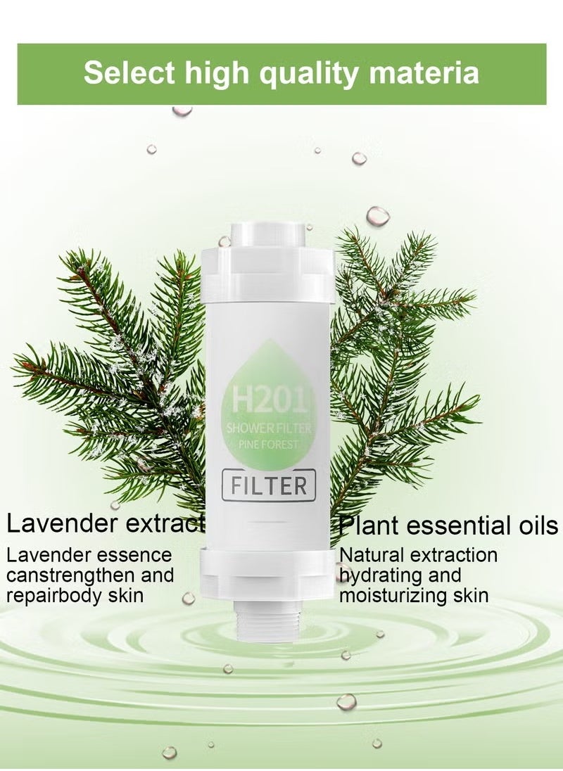 H201 Shower Head Filter - Vitamin C Shower Infuser , Hard Water Softener, Chlorine & Fluoride Shower Filter, Water Purifying Filtered Shower Head with Beads, Helps Dry Skin & Hair Loss (Pine Forest)  - Image 2