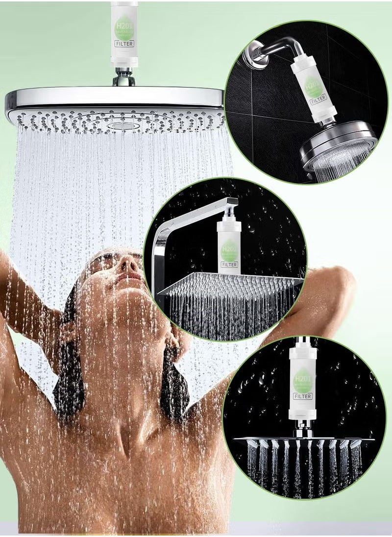 H201 Shower Head Filter - Vitamin C Shower Infuser , Hard Water Softener, Chlorine & Fluoride Shower Filter, Water Purifying Filtered Shower Head with Beads, Helps Dry Skin & Hair Loss (Pine Forest)  - Image 4