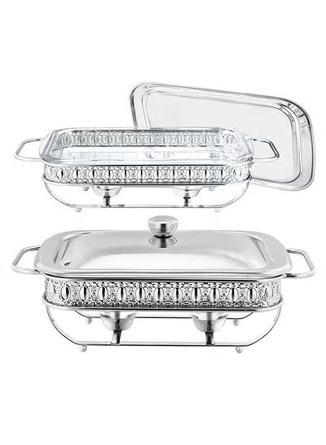 Rectangle Glass Buffet Stove Food Warming Container - Image 2