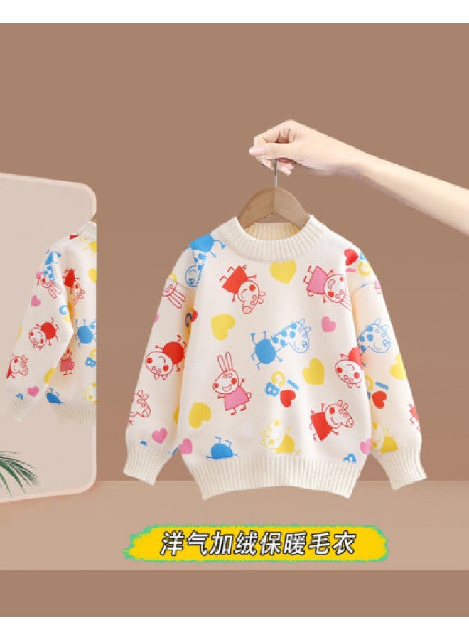Peppa Pig Kids Sweater Peppa Pig Autumn/winter New Girls' Fleece-lined Pullover Warm And Versatile Base Layer - Image 1