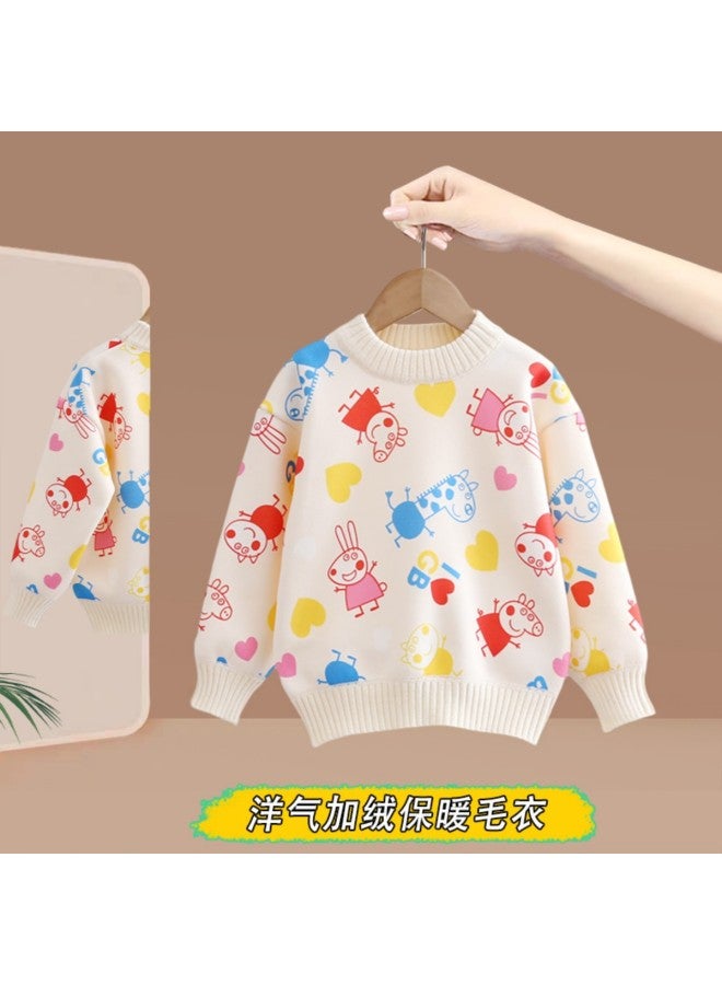 Peppa Pig Kids Sweater Peppa Pig Autumn/winter New Girls' Fleece-lined Pullover Warm And Versatile Base Layer - Image 2