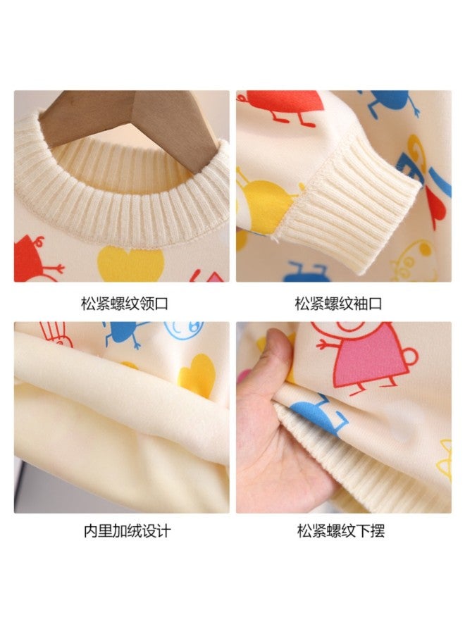 Peppa Pig Kids Sweater Peppa Pig Autumn/winter New Girls' Fleece-lined Pullover Warm And Versatile Base Layer - Image 5