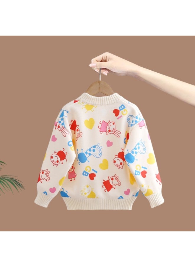 Peppa Pig Kids Sweater Peppa Pig Autumn/winter New Girls' Fleece-lined Pullover Warm And Versatile Base Layer - Image 4