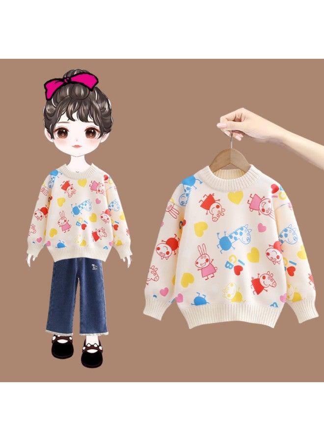 Peppa Pig Kids Sweater Peppa Pig Autumn/winter New Girls' Fleece-lined Pullover Warm And Versatile Base Layer - Image 3