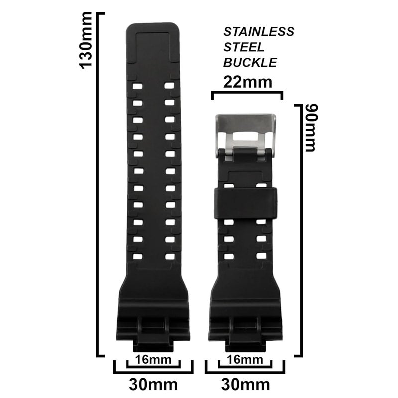 DBLACK ''CDS3'' 16MM Resin Watch Strap // Best Replacement, Compatible Strap with CASI0 Gshock GD-120, GA-100, GA-110, GA-100C & Other Model Watches - Image 2
