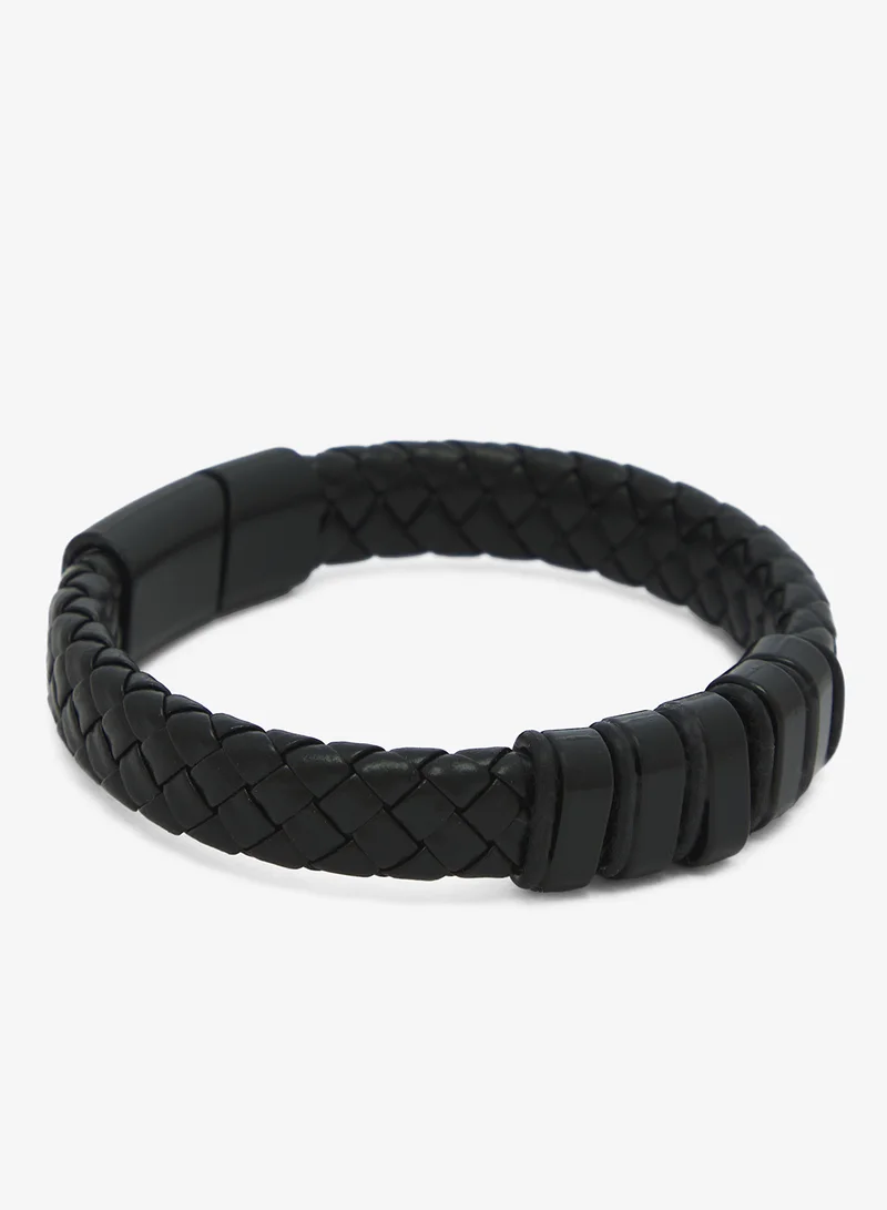 سفنتي فايف Fashion Frill Men's Leather Bracelet With Magnetic Clasp
