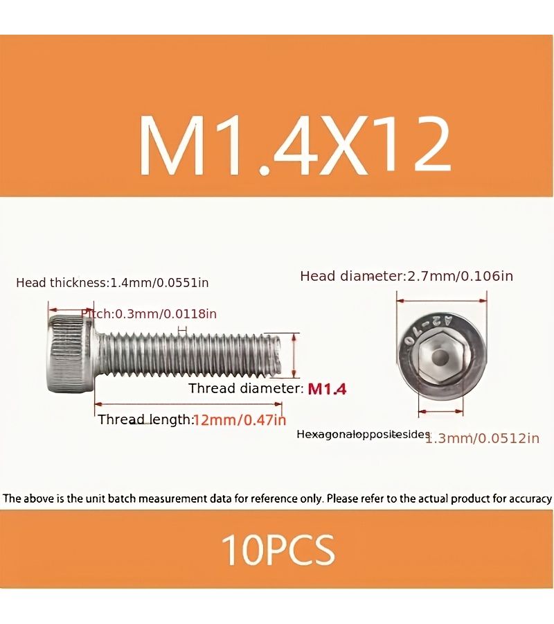 304 A2 Stainless Steel DIN912 Allen Head Bayonet Bolt Screws M2x14 30pcs - Image 3