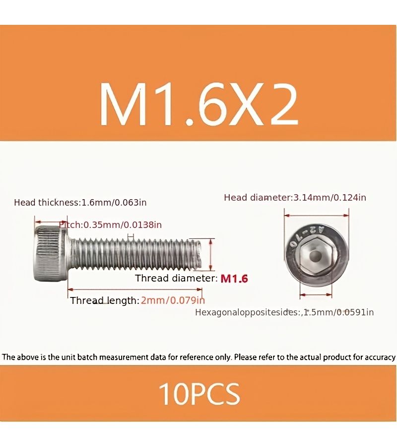 304 A2 Stainless Steel DIN912 Allen Head Bayonet Bolt Screws M2x14 30pcs - Image 4