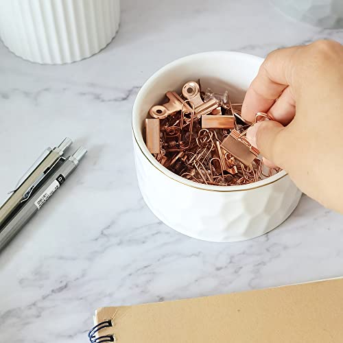 CROWNOS Paper Clip Holder, Ceramic Paperclip Holders, Paper Clip Organizer for Desk, Cute Paper Clip Dispenser, White - Image 5