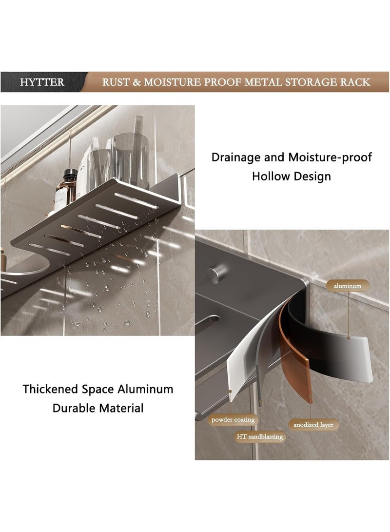 Over The Sink Shelf Wall Mounted Storage Shelves Bathroom Wash Basin Shelf - with Drainage for Quick Drying and Moisture-proof, No Punching Heavy Duty Metal Storage - Image 4
