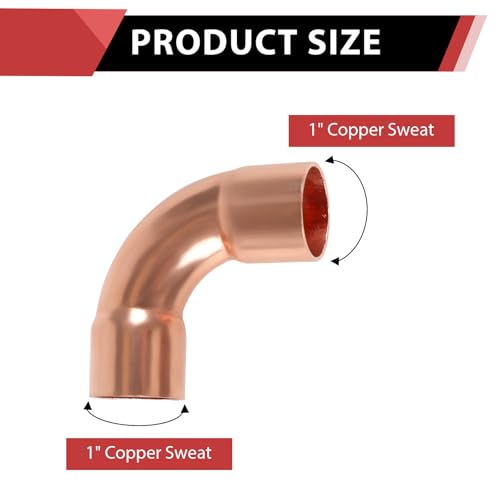 EFIELD Pack of 5 EFIELD 1 C X C Long Radius Copper 90Degree Elbow LF Copper Plumbing Fittings with Sweat Solder ConnectionCOPPER134 - Image 3