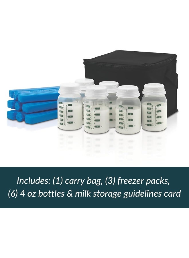 Ameda MYA Cool N Carry Portable Breast Milk Cooler Bag | Breastmilk Storage | Includes Insulated Cooler Bag, 3 Freezer Packs & 6 Breast Milk Storage Bottles - Image 2